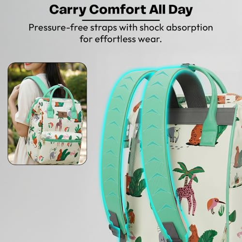 Image of StarAndDaisy Baby Diaper Bag for Mother Travel /Diaper Bags for Mother for Travel with Laptop Pocket, Multi Compartments, Insulated Bottle Pockets, Waterproof, Ultra soft fabric - Green