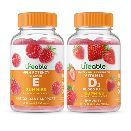 Lifeable Vitamin E + Vitamin D 10000 Iu, Gummies Bundle - Great Tasting, Vitamin Supplement, Gluten Free, Gmo Free, Chewable Gummy #TOP23