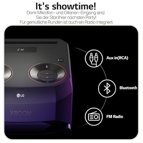 LG XBOOM RNC2, 1-Wege-Soundsystem mit 2 Lautsprechern (Dolby Audio, Karaoke- & DJ-Funktionen, Beleuchtung), Schwarz [Modelljahr 2025]