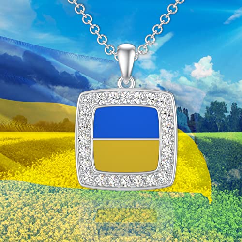 Dorunmo Ukrainian Flag Necklace 925 Sterling Silver Ukrainian Flag Jewelry Peace Style Exquisite Cute Pendant Jewelry Gift For Women Girl #TOP3