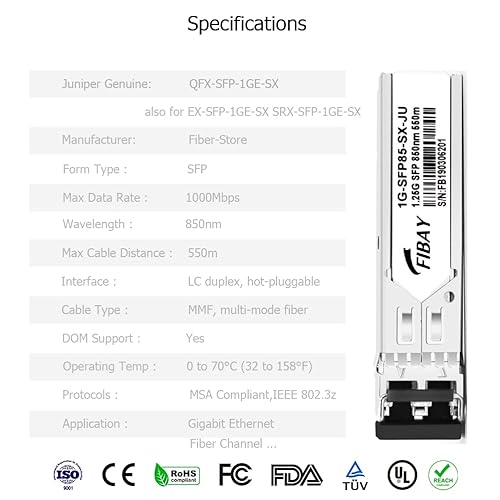 Vista 161 de Módulo óptico del transmisor-receptor de 1000BASE-SX SFP compatible con Cisco GLC-SX-MMD GLC-SX-MM SFP-GE-S GLC-SX-MM-RGD 850nm 1,804.5 ft DDM For
