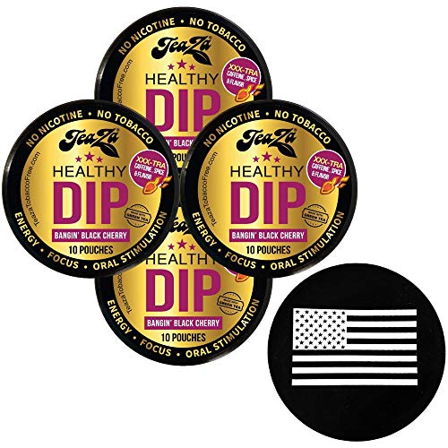 TeaZa Herbal Pouch Bangin Black Cherry 4 Cans with DC Crafts Nation Skin Can Cover - US Flag