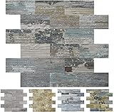 Art3d Peel and Stick Distressed Wood Backsplash Tile, 5-Pack of 13.5'x11.4inches, Made Out of PVC...