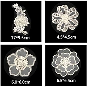 Amazon.co.jp: Sweetimes レース生地 刺繍花 縫製 DIY 服 工芸品の装飾
