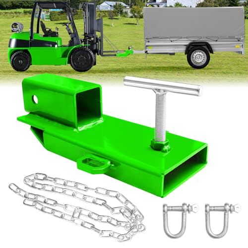 Tow Hitch for Fork Lift Forks EBESTTECH 1PC 2 Fork Trailer Hitch Ball Receiver Trailer Towing Adapter with Chain Green