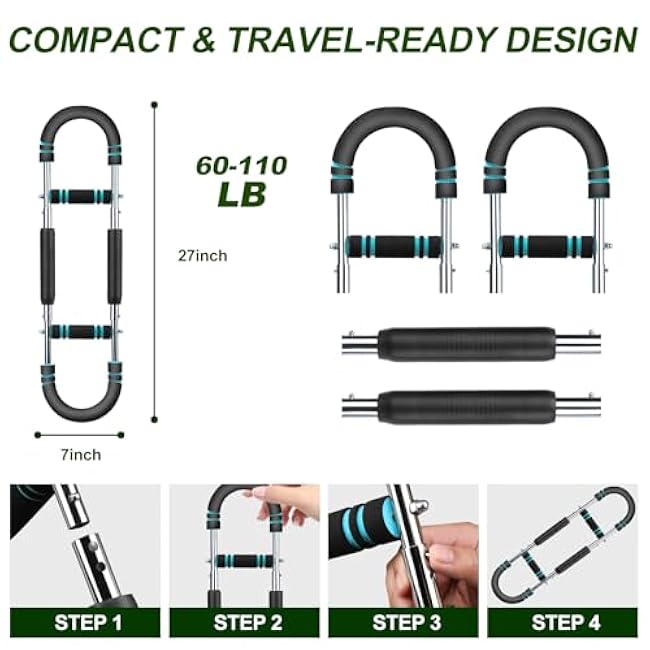 Twister Arm Trainer,Adjustable Chest Workout Equipment,60-110lb Chest Trainer for Men,Portable Power Twister Bar for Chest Clip Muscle & Arm Strength