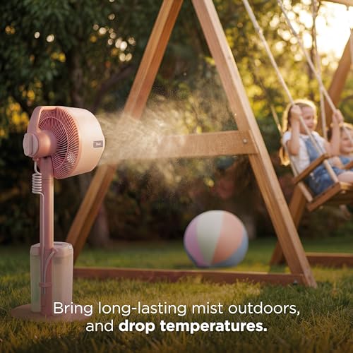 Image of Shark FlexBreeze Pro Mist 2-in-1 Fan with Integrated Mist, Blush, FA300PK2 | Corded /Cordless, Pedestal to Tabletop, up to 24-Hr Battery, up to 70 Ft of Power, 5 Speeds, with Integrated Misting Tank