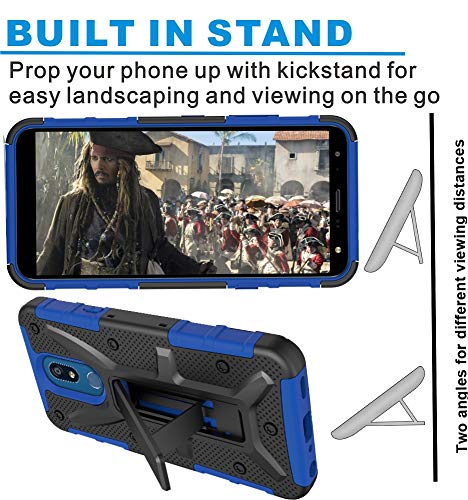 Hnhygete Lg K40 Phone Case, Lg K40 Case, Dual Layer Heavy Duty Non Slip (Shockproof) Bumper Rugged Support Protective Cover Lg K40/Lg Harmony 3/Lg Solo Lte (Blue) #TOP4