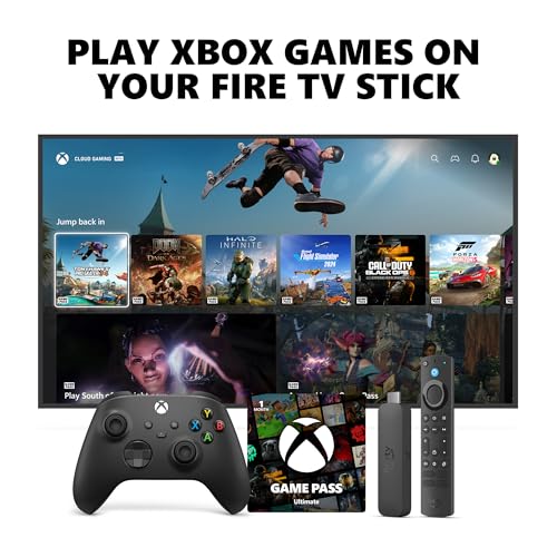 Xbox Wireless Controller (2025) Carbon Black + Fire TV Stick 4K Max Game Pass Ultimate 1 Month - Gaming Bundle, Windows, Mobile & Smart TVs - image 1