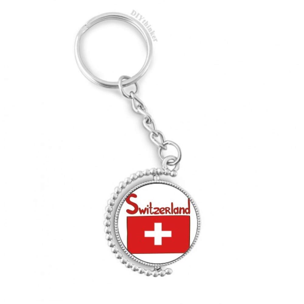 Llavero con la bandera de Suiza de diseño giratorio y anillo Pilgrim 4