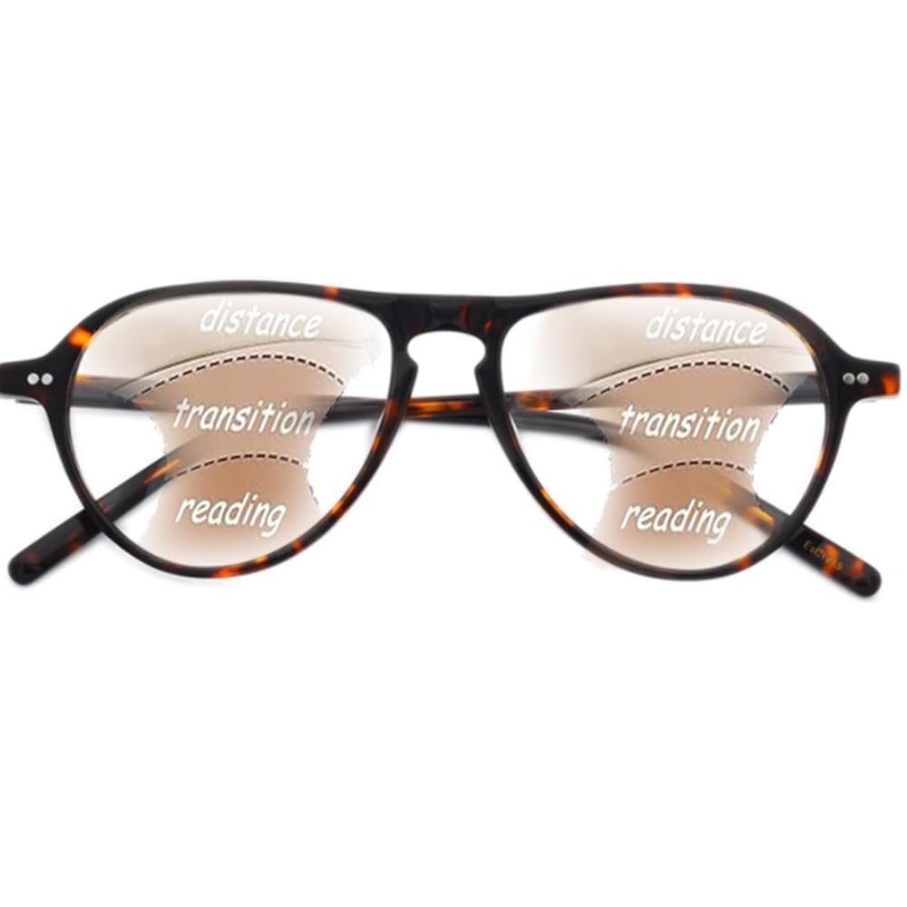 NILZA Progressive Lesebrille Sehhilfe Brille Pilot Computerbrille Multifokale Reading Glasses Bifokal Brillen Unisex Lesehilfe 3.0 (Color : Tortoiseshell, Size : 1.25x)