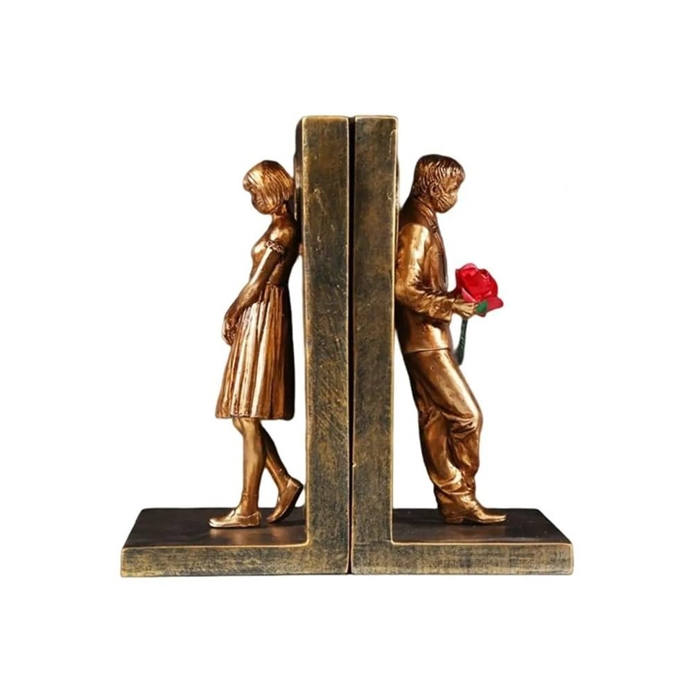 Bookends for Shelves 2Pcs Bookends Resin Book Ends Bookshelf Books End Decorative Holder Bookshelf Holder Stand(Golden)