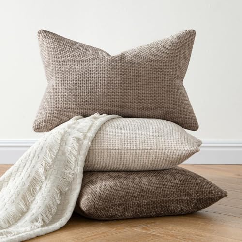 Image of MIULEE Dercorative Lumbar Throw Pillow Covers 12x20 Inch Light Khaki 2 Pack