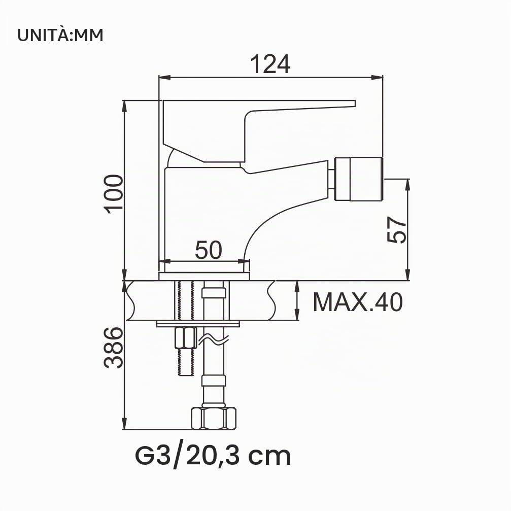 Ibergrif Miscelatore Monocomando Bagno con Flessibili Acqua Calda Fredda 3/8 Pollici da 40 cm & M15057 Star, Miscelatore Bidet Bagno Monocomando, Bidè per Lavabo, Cromo, Argento