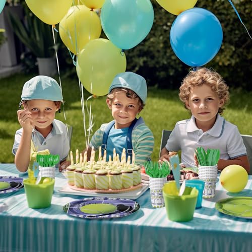 Conjunto de decorações de festa de tênis - 20 pacotes de pratos e guardanapos de festa de tênis - su