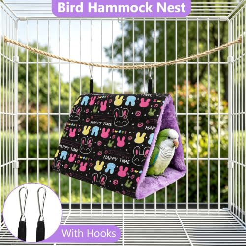 Image of Hypeety Bird Nest Cozy Hanging Bed Cage Warm Plush Hut for Bird, Black, L