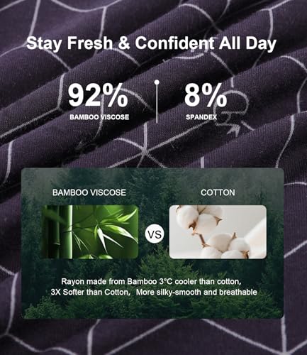 Image of BAMBOO COOL Men's Underwear Boxer Briefs Fly with Built-in 3D Pouch Comfortable Cool Underwear for Men 4 Pack
