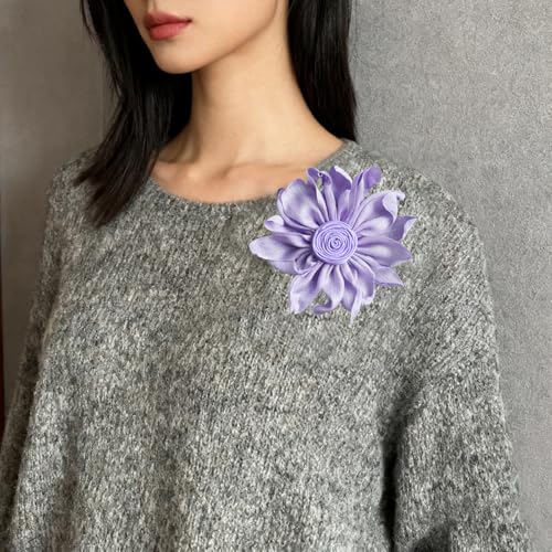Image of Dainty Satin Fabric Flower Brooches Pin Burnt Edge Black Daisy Brooch Pin Elegant Lapel Pins Christmas Brooches Pin Dress Skirt Scarf Hat Pins Accessories Wedding Party Gift 4IN