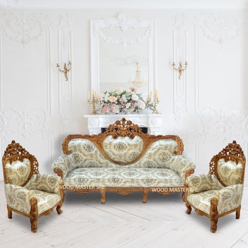 Image of Luxury Wooden Teakwwood Five Seater Sofa Set for Living Room (Honey Brown) Solid Wood Outdoor Chair 5 Seater Sofa | (16)