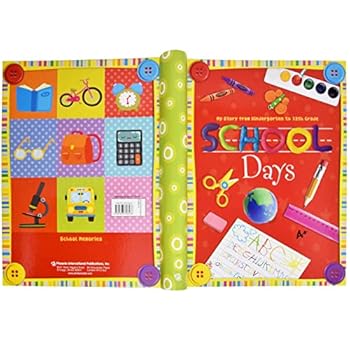 Toy PI Kids School Memory Book Album Keepsake Scrapbook Photo Kids Memories from Preschool Through 12th Grade with Pockets for Storage Portfolio + Bonus 12 Slots to Paste Pictures - of School Pictures Book