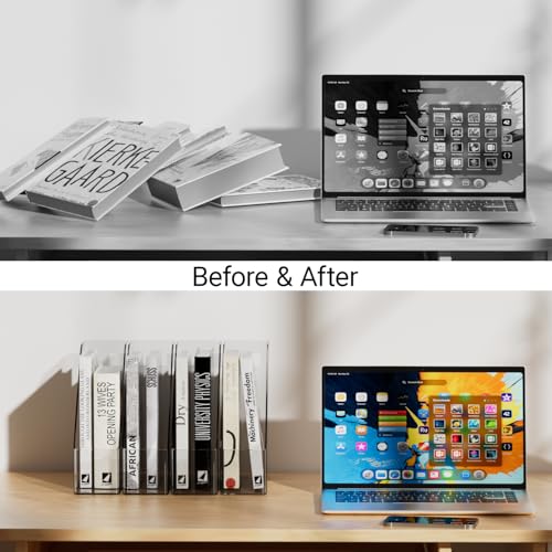 Magazine Holder, Clear Plastic Vertical File Magazine Organizer, Desktop File Magazine Book Storage Shelf for Office Desk(2PCS) - Image 5