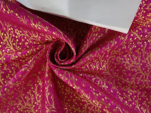 Tissu brocart de soie rose or BRO846 ameublement tapisserie canapé rideau 111cm