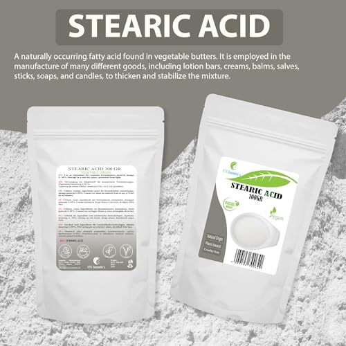 STEARIC ACID - 100 GR - Wird in einer Vielzahl von Produkten wie Lotionsriegeln, Cremes, Balsamen, Salben, Sticks und Kerzen verwendet