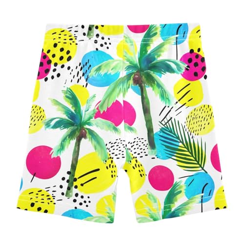 Palm Leaves Circles Girls Bike Shorts Toddler Dance Athletic Shorts Under Dress Clothes for Girls 4-10,4T2