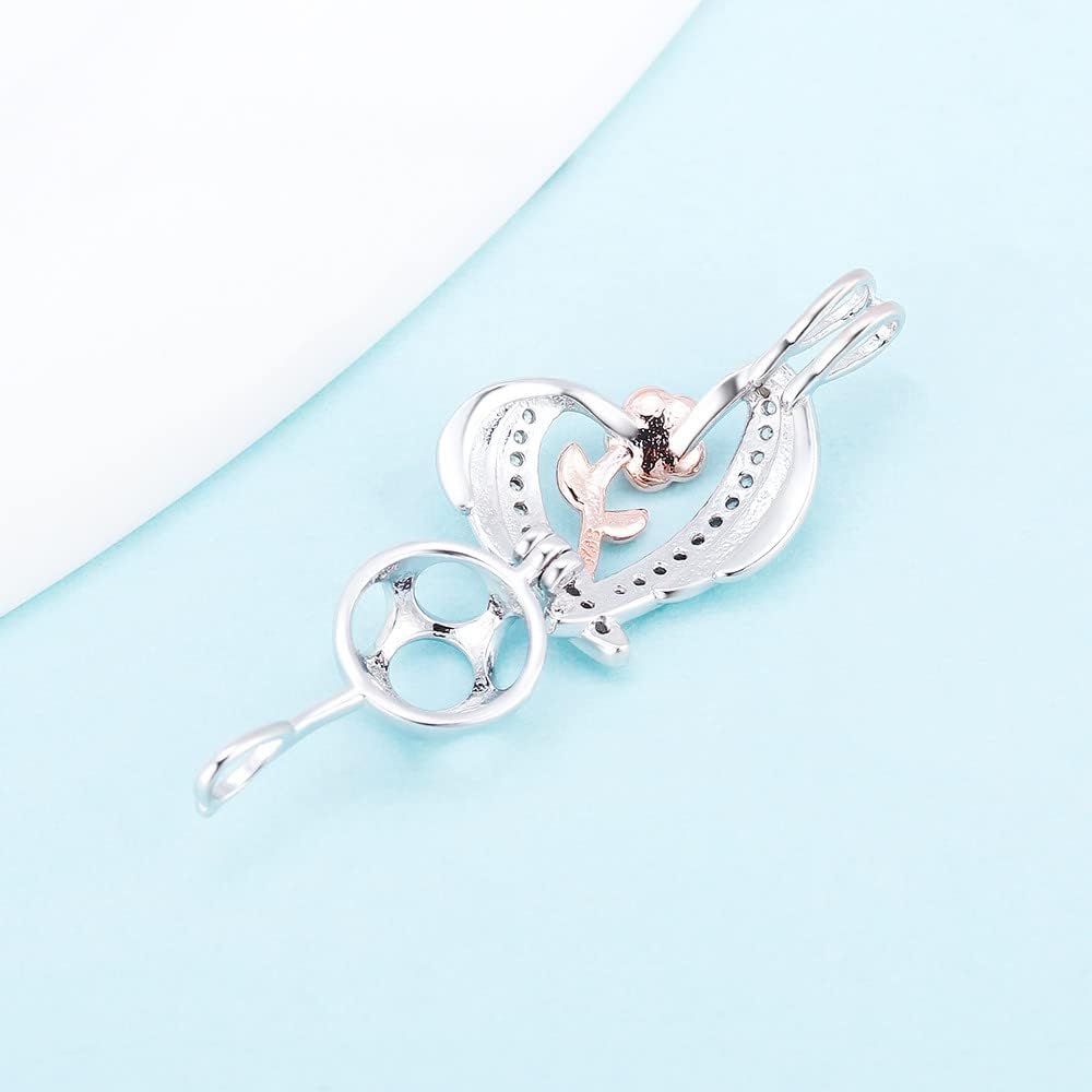 925 Sterling Silver Rose Flower Heart Cage Pendants Crafting Charm for DIY Necklace Bracelet Jewelry Making - Image 3