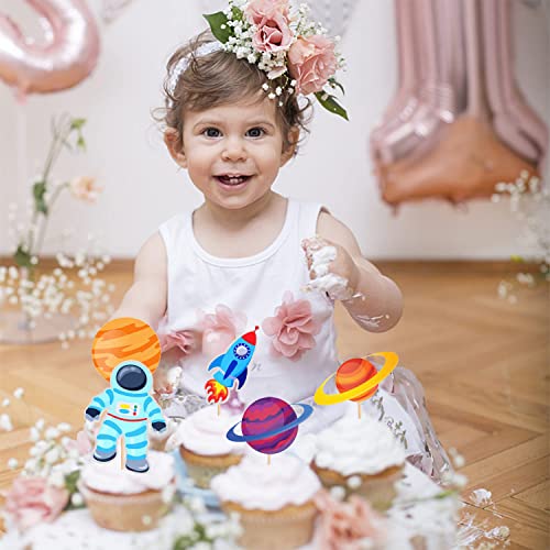 Image of Party Propz Space Theme Cutouts Cake Toppers for Cake Decoration - 24 Pcs, Astronaut,Space,Planet Theme Cake Decoration for Boys, Space Theme Birthday Decoration Kit