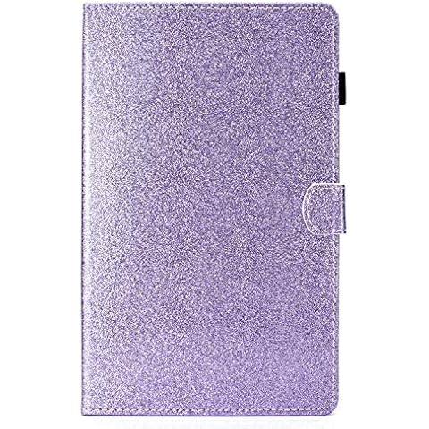 Samsung Galaxy Tab A 10.1 Inch Case SM-T580/T585, Bling Shiny Sparkle Glitter PU Leather Case Shockproof Stand Cover with Card Slot Protective Shell for Samsung Galaxy Tab A6 10.1" Tablet, Purple Cover