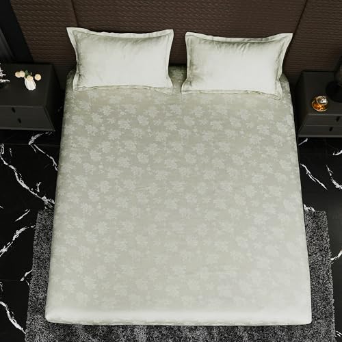 Image of Story@Home Long Staple Premium Cotton Compact Yarn Feel Glace Cotton Flatsheet Floral Printed King Size Double Bed Bedsheet with 2 Pillow Cover (108 inchx108 inch, Deep Mauve) 500TC