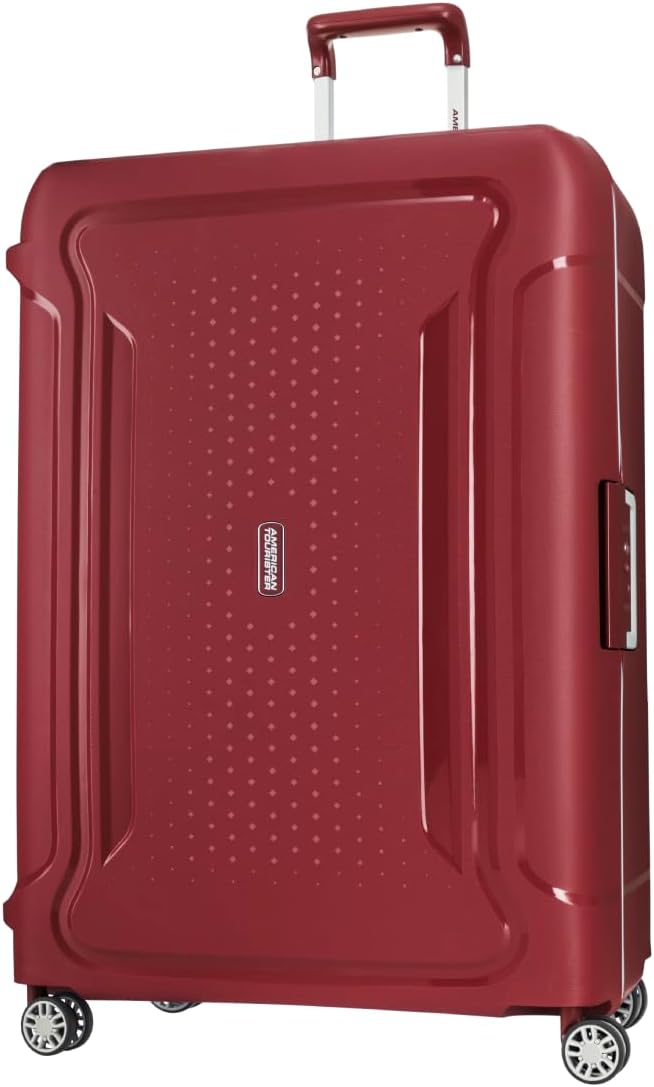 Tribus Suitcase, 78 cm / 29 inch, 4 Spinner Wheels, Hard Top, PP Red|Address Tag|TSA Lock|Scratch Resistant Texture|3-Point Locking System - 3 Years Global Warranty