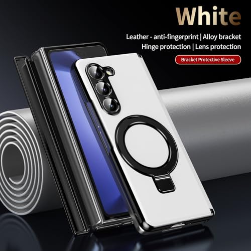 Coque Samsung Galaxy Z Fold 5 avec béquille intégrée et protection rigide blanche - 3