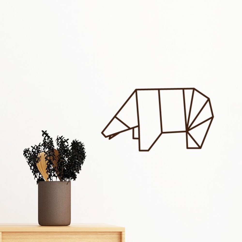 Sticker mural ours géométrique origami amovible art mural noir 70cm