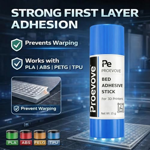 Image of Proevove 3D Printer Bed Adhesive Stick - Pack of 3 (15g Each) | PVP Glue for PLA, ABS, PETG, TPU | Strong Build Plate Adhesion | Washable & Non-Toxic | 3D Printing Essential (3)