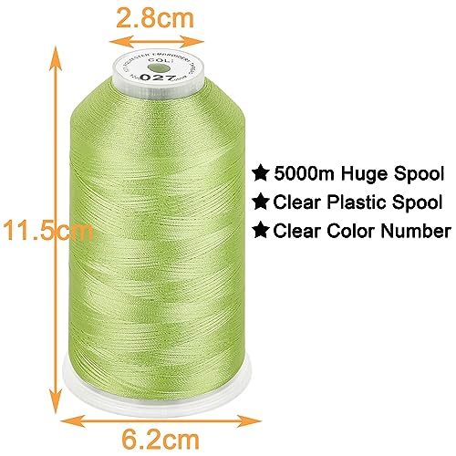 Image of New brothread - Single Huge Spool 5000M Each Polyester Embroidery Machine Thread 40WT for Commercial and Domestic Machines - Fresh Green