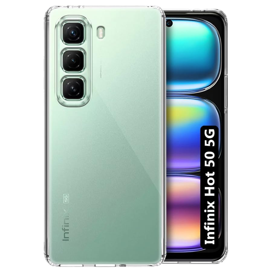 Image of COVERBLACK Soft Rubber Silicon Clear Back Cover Compatible Model for Infinix Hot 50 5G - Transparent