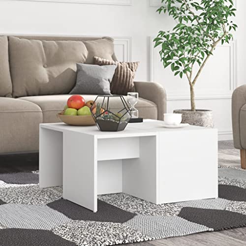 Table basse blanche en bois modulaire avec étagère de rangement pour salon - 2