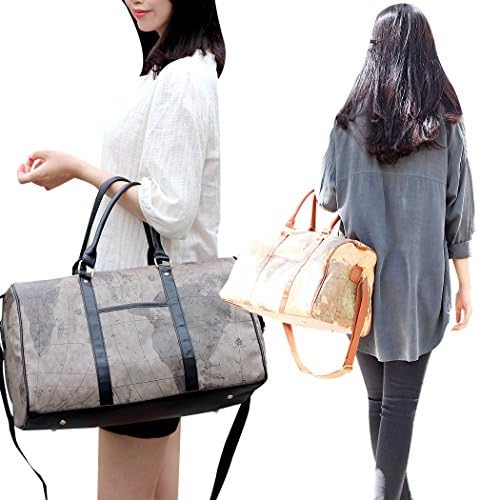 Copi World Map Large Duffle Bag Travel Tote Luggage Boston Style Beige 7 Copi World Map Large Duffle Bag Travel Tote Luggage Boston Style Beige