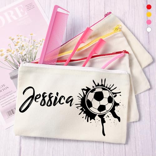 Image of Reginary 80 Pack Canvas Zipper Makeup Bags Bulk Pencil Pouches Blank DIY Craft Canvas Cosmetic Bag Pouch with Zipper for Makeup Cosmetic Toiletry Stationary Storage (Natural with 4 Colorful Zippers)