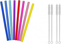 Vista 17 de 7 popotes de metal para beber con 2 cepillos de limpieza de 8.5 pulgadas, cuchara de barra reutilizable para café helado, bebida congelada, batidos