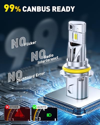 Image of AUXITO 9007 HB5 Head1ight Bulbs, 50,000LM 1000% Ultra-Bright, 20 Years Lifespan, 6500K Cool White, 3 Min Quick Install, No Flicker, 99% Compatibility, Pack of 2