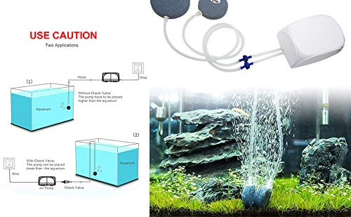 boxtech Aquarium Air Pump for 1-30 Gallon Tank with Accessories Air Stones Silicone Tube Check Valves (3 Watt, 2 Outlet)