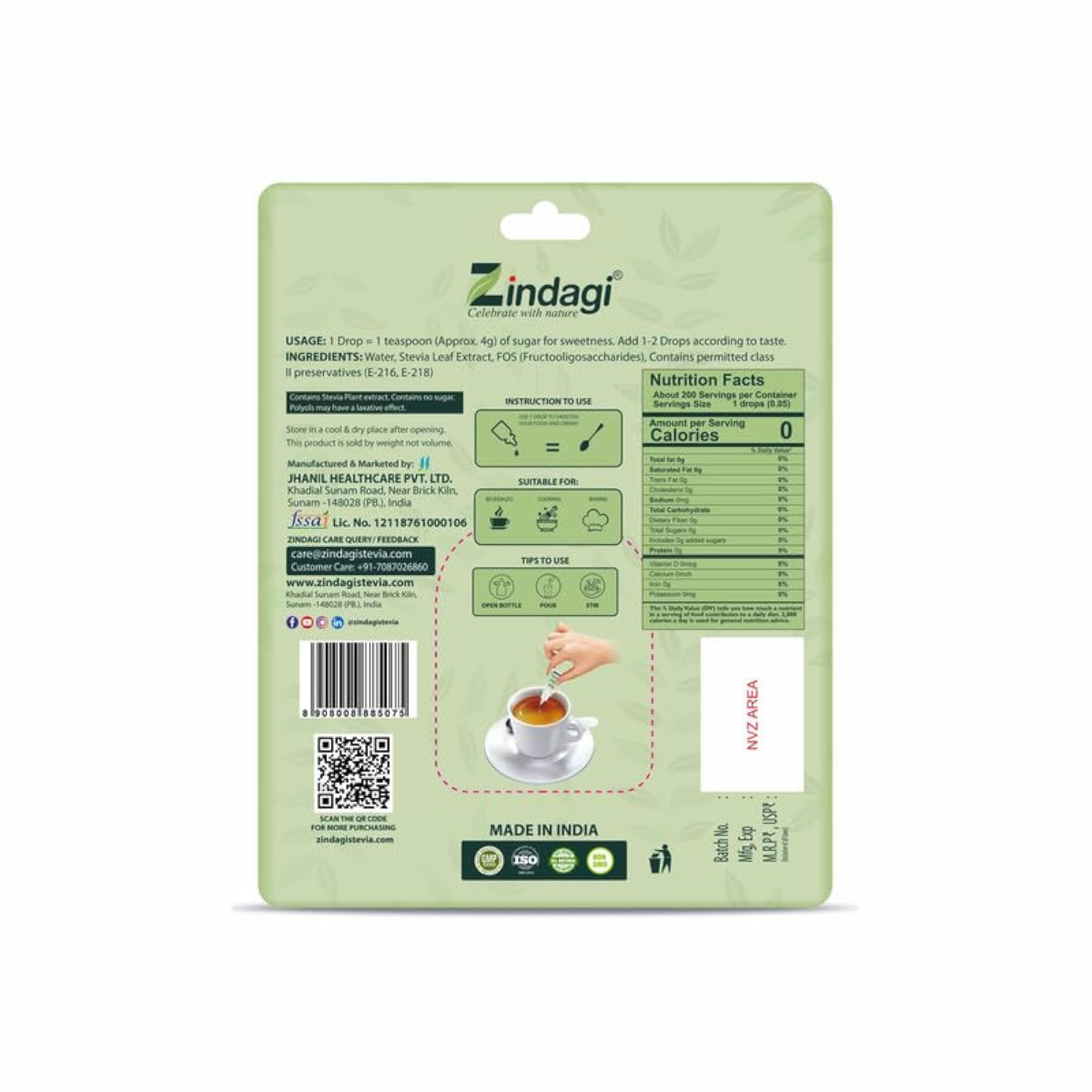 Zindagi Stevia Leaves & Liquid Extract, Natural Sugar Substitute