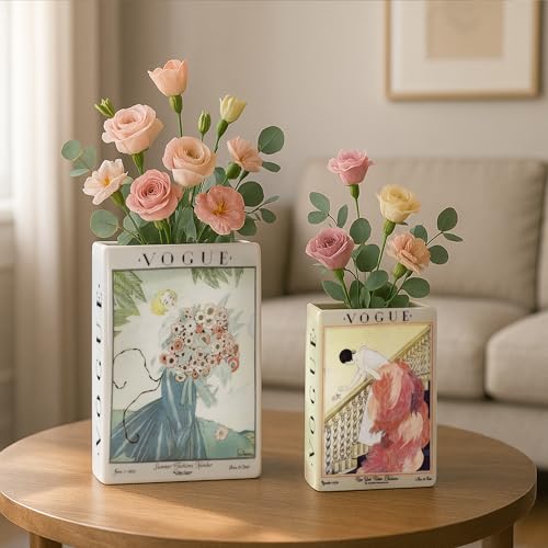 American Art Decor Vintage Vogue Magazine Ceramic Book Vase Set,