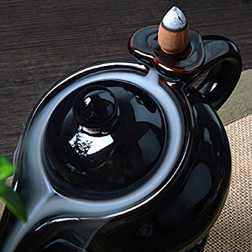 Image of CRAFTAM Fountain Smoke Backflow Incense Holder with10 Incense Cone Decorative Showpiece
