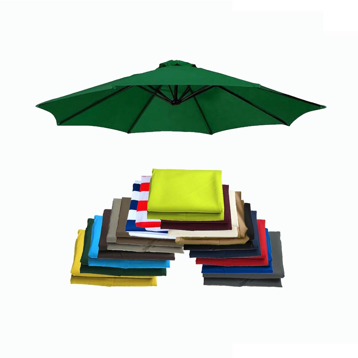 ALDNMBR 6.5ft 7.5ft 9ft 10ft Garden Parasol Replacement Canopy, 6 Ribs 8 Ribs Waterproof Uv Resistant Polyester Outdoor Patio Umbrella Top Cover Dark Green 2.30m/7.5FT-8Ribs