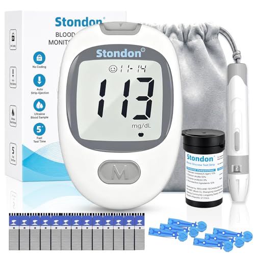 Glucose Monitor Kit, Diabetes Testing Kit, Blood Glucose Meter, 50 Glucometer Strips, 50 Lancets, Test Strips Blood Sugar Meter Glucometer