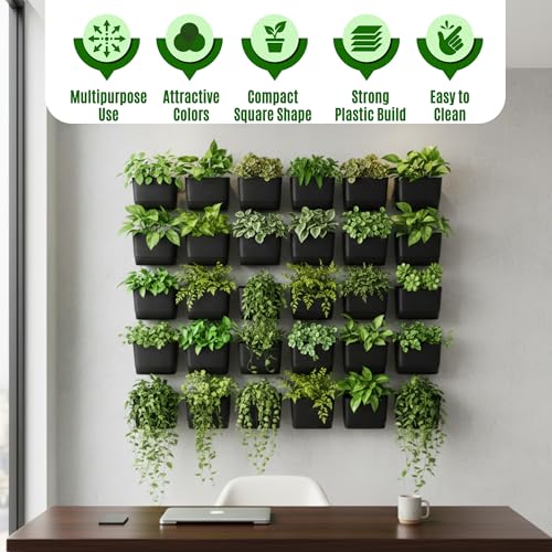 Image of Vertical Hanging Pot 5x5x5 Inch (Pack of 12) | Strong Hanging Planter for Balcony, Home Garden & Wall Decor | Finish Indoor Outdoor Plant Pots